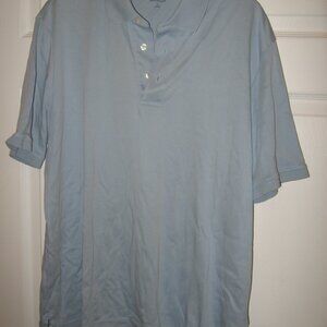 Lands' End Traditional Fit Light Blue Polo Shirt Men's Size Large 100% Cotton